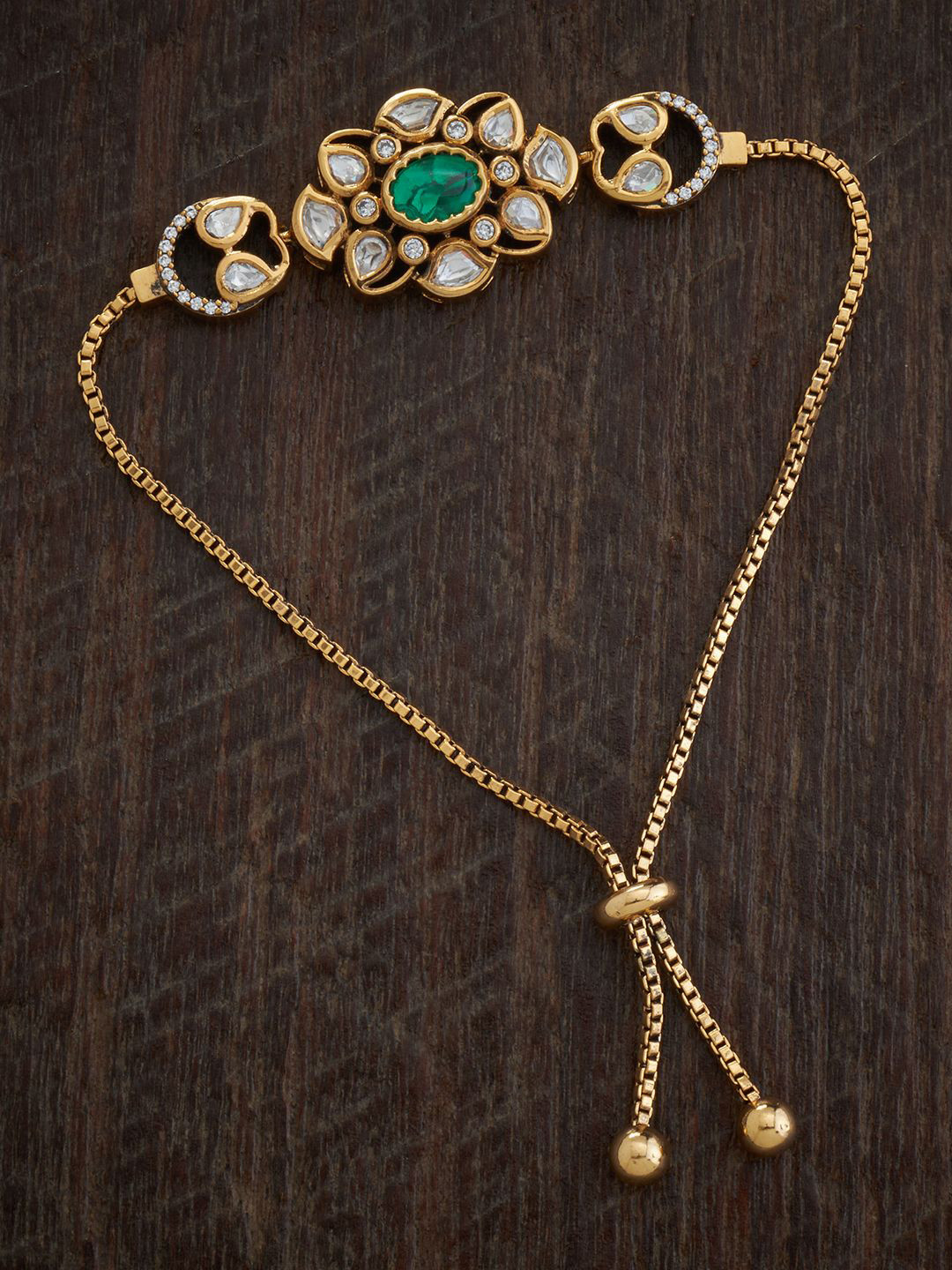 

Kushal's Fashion Jewellery Kundan Armlet Bracelet, Gold