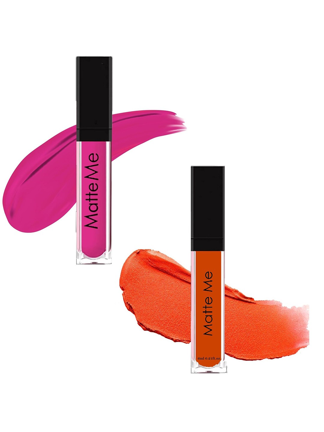 

FAVON Set of 2 Matte Me Waterproof Liquid Lipstick 6 ml each - Dark Pink & Orange, Multi
