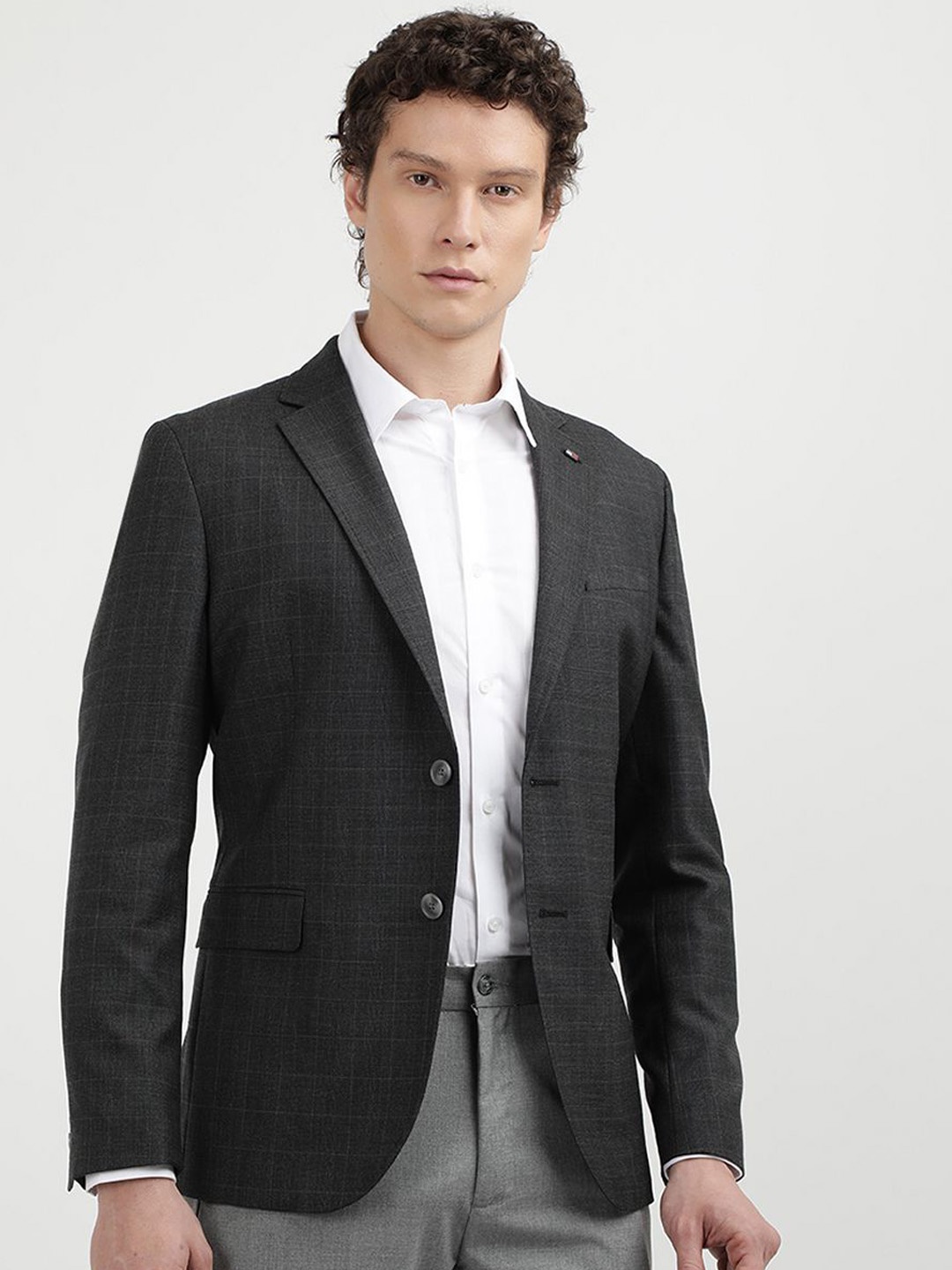 

Tommy Hilfiger Checked Woollen Hilfiger Single Breasted Blazer, Grey