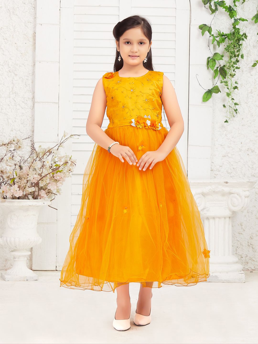 

Aarika Girls Embellished Fit & Flare Midi Dress, Yellow