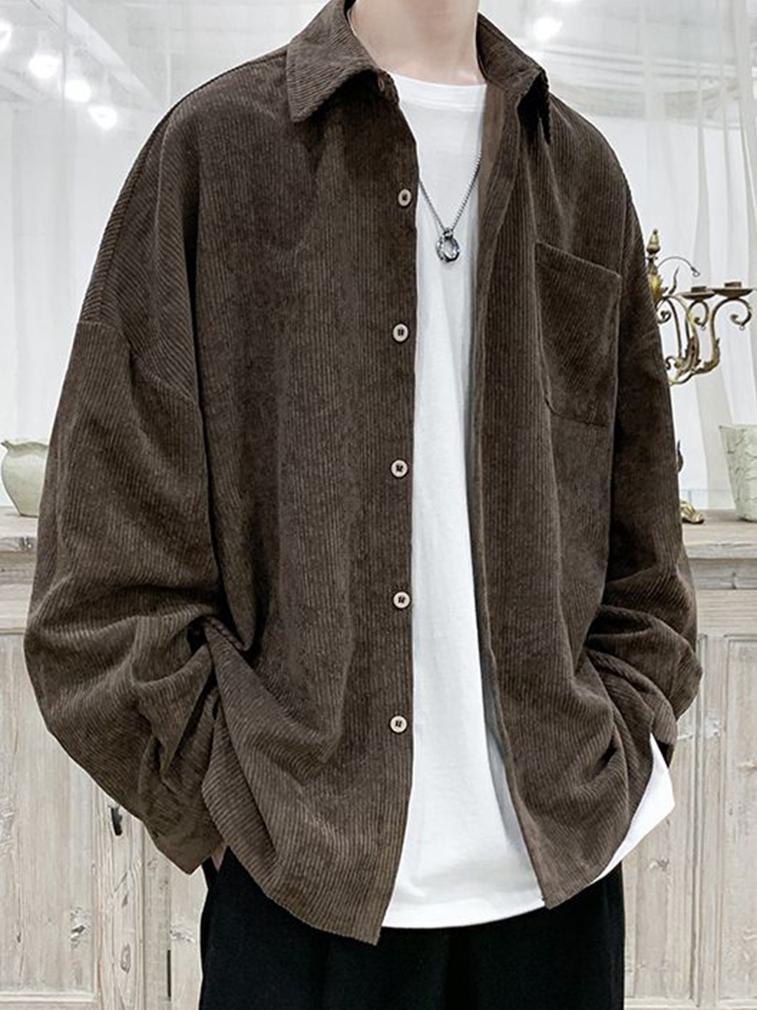 

StyleCast Men Opaque Striped Casual Shirt, Brown