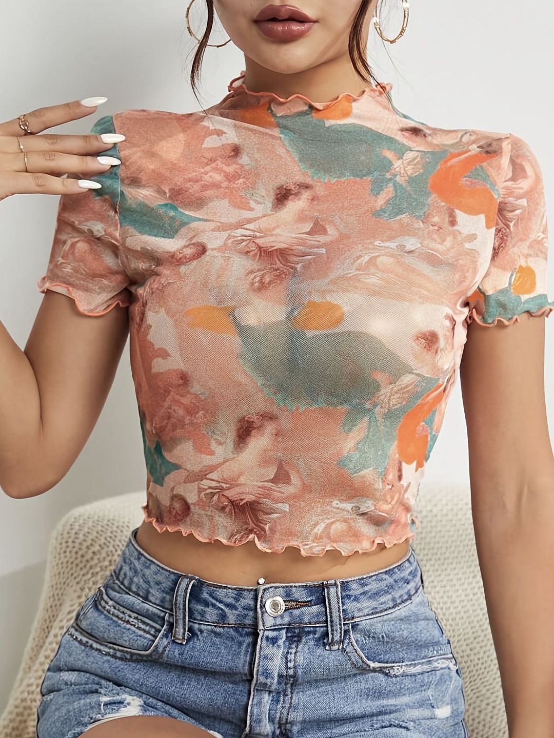 

StyleCast Floral Print Top, Brown