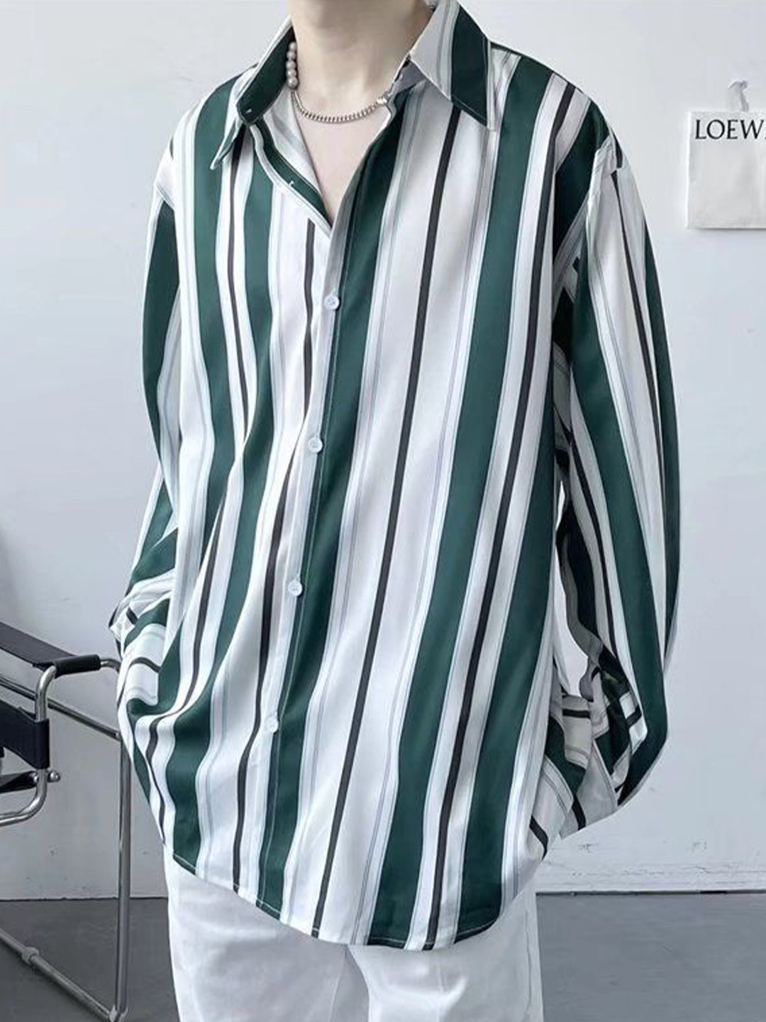 

StyleCast Men Opaque Striped Casual Shirt, Green
