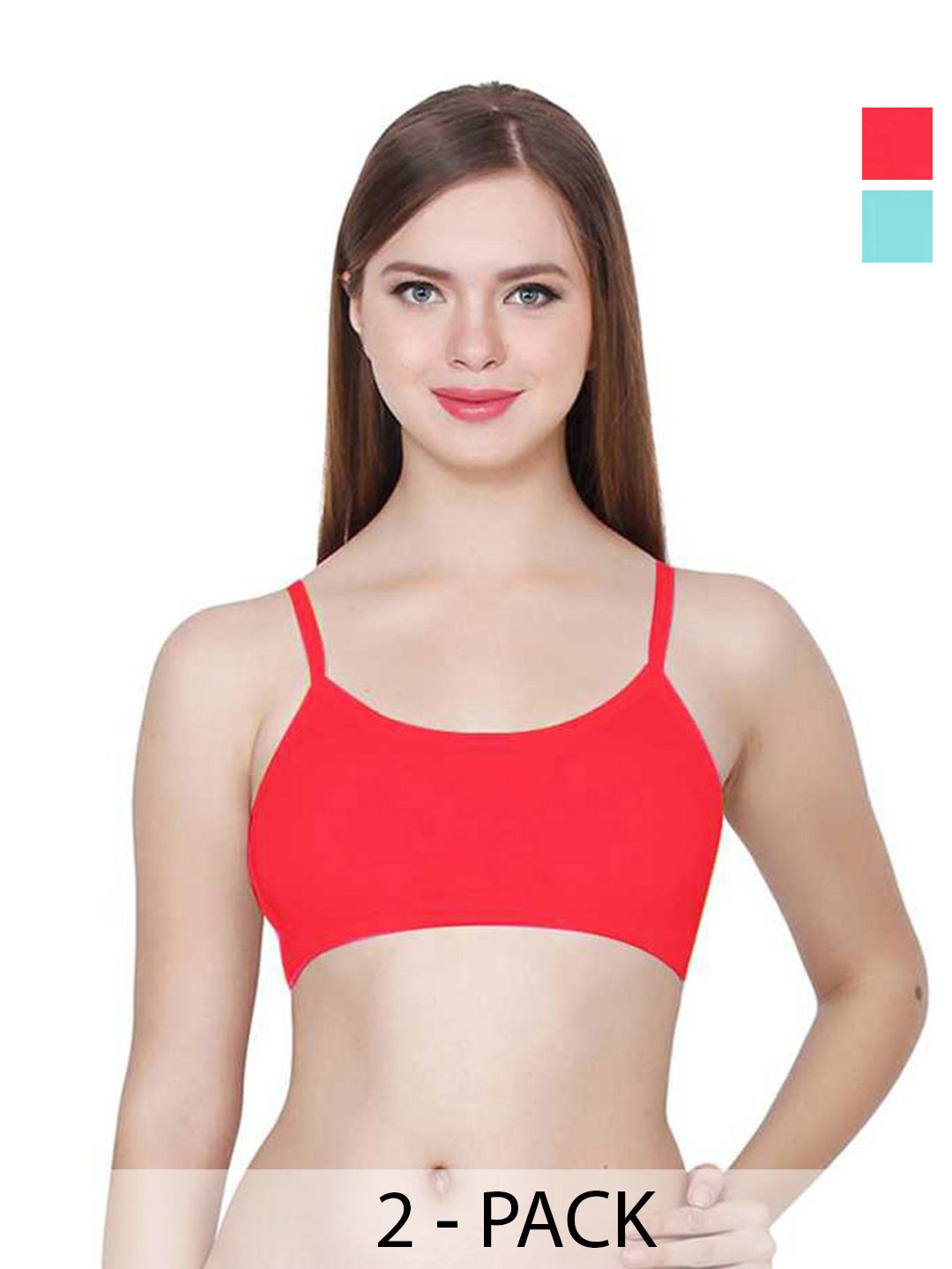 

ComfyStyle Pack Of 2 Solid Full Coverage Underwired Lightly Padded Cotton Bra, Blue