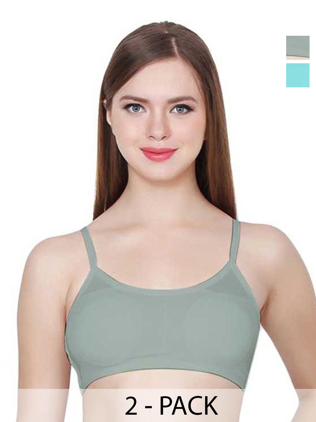 

ComfyStyle Pack Of 2 Solid Full Coverage Underwired Lightly Padded Cotton Bra, Grey