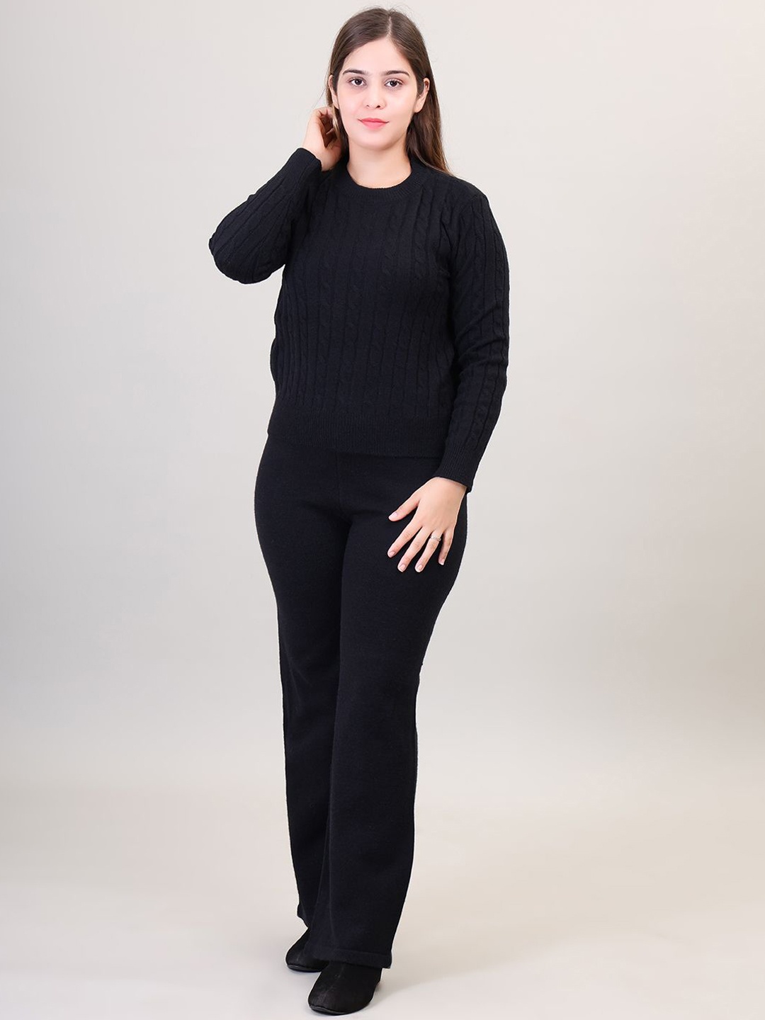 

Camey Woollen Sweater With Trouser, Black
