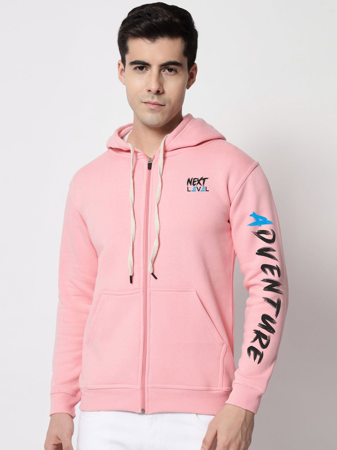 

SLOWLORIS Men Typography Printed Hooded Sweatshirt, Pink