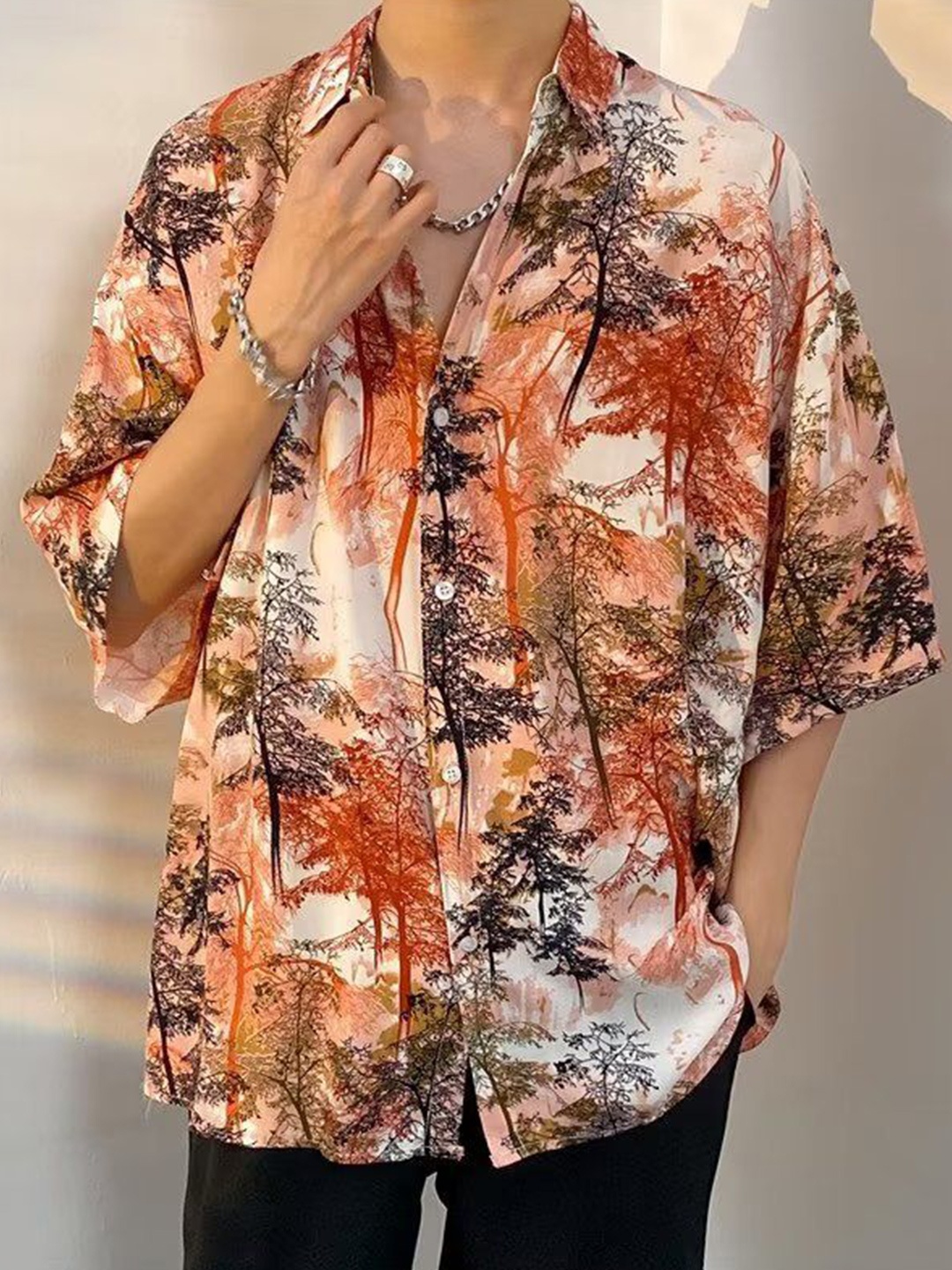 

StyleCast Men Floral Opaque Printed Casual Shirt, Orange