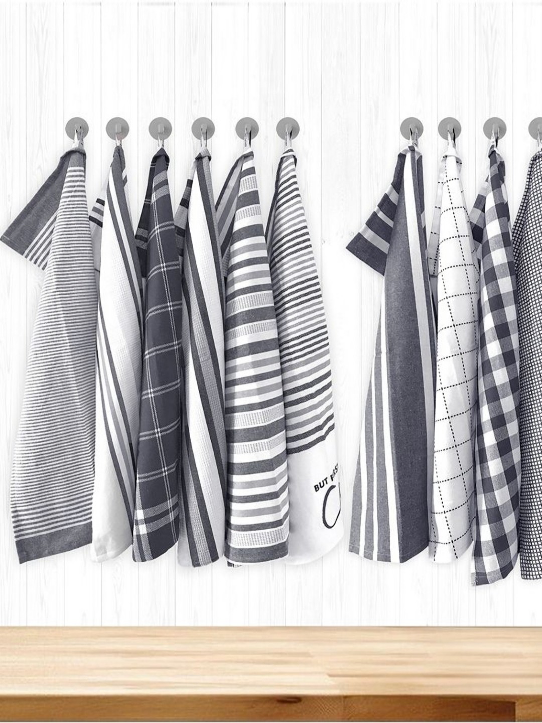 

OASIS Grey & White 12 Pieces Printed Cotton Kitchen Towels