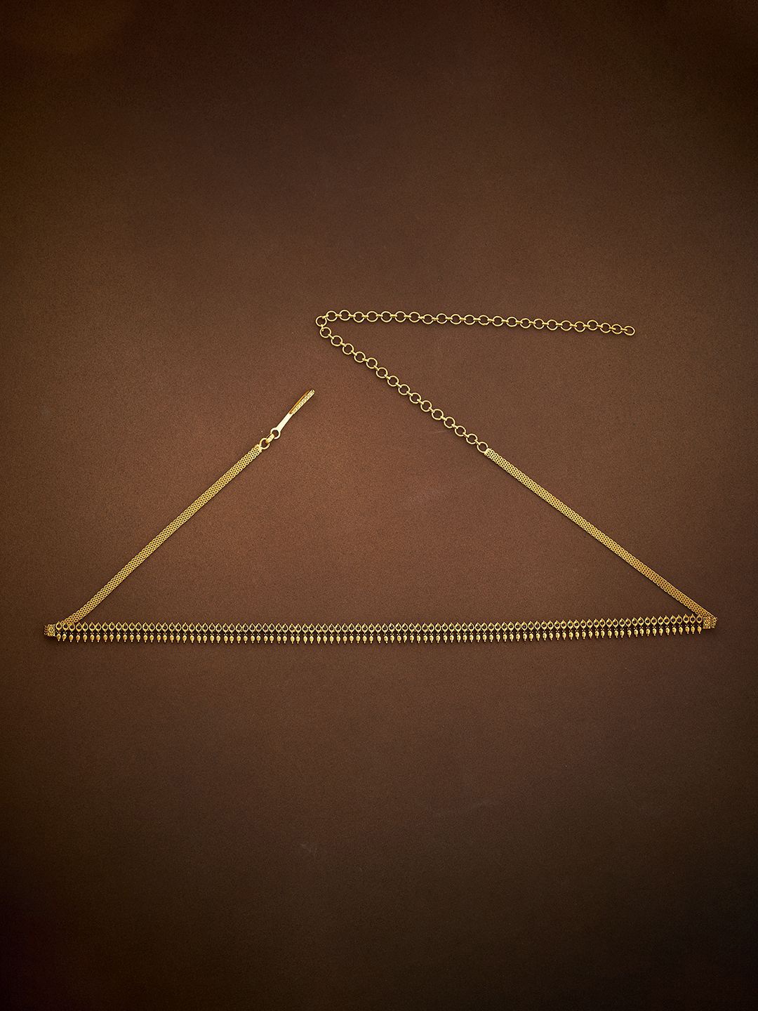 

Kushal's Fashion Jewellery Gold-Plated Ruby Studded Antique Waist Chain