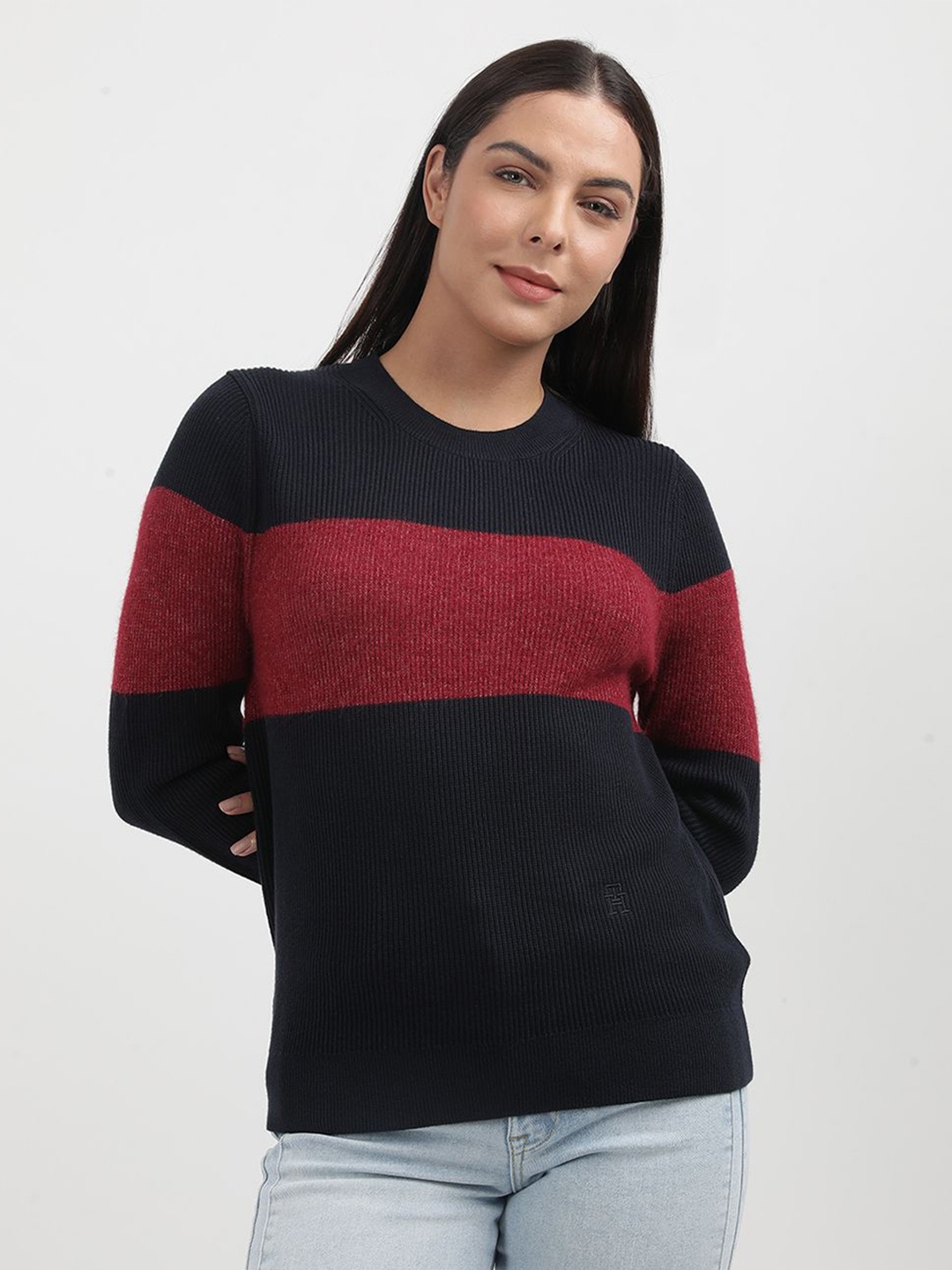 

Tommy Hilfiger Women Colourblocked Pullover, Black