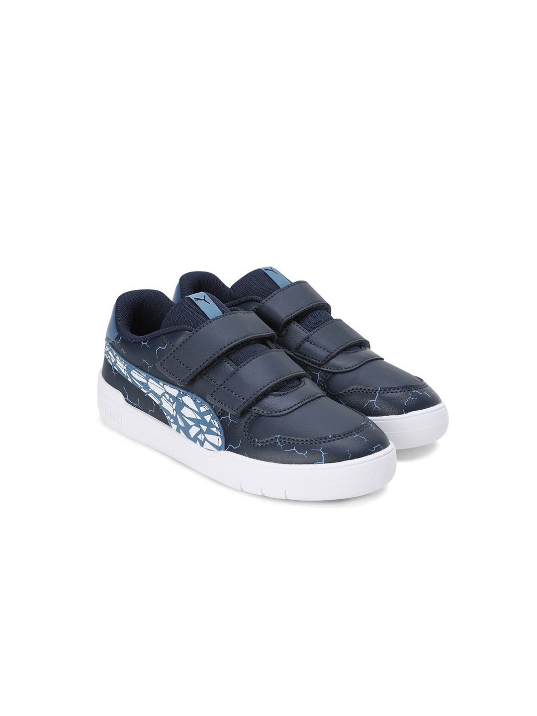 

Puma Multiflex Icy Monster Kid's Round Toe Velcro Sneakers, Navy blue