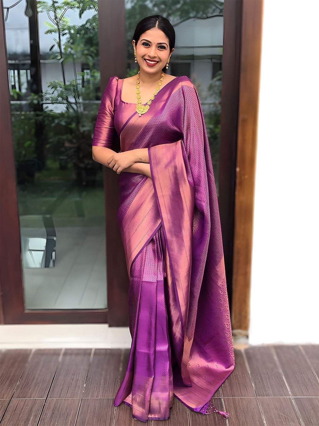 

Anouk Woven Design Kanjeevaram Saree, Purple