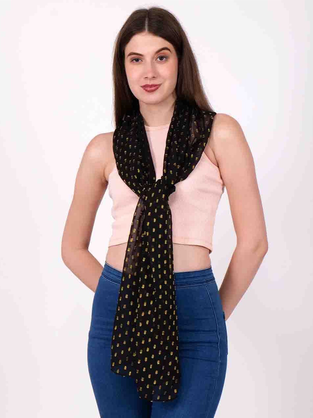 

DressBerry Women Printed Scarf, Black