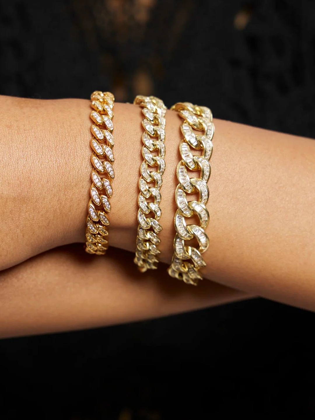 

WRAPGAME INDIA Unisex Brass Cubic Zirconia Rhodium-Plated Wraparound Bracelet, Gold