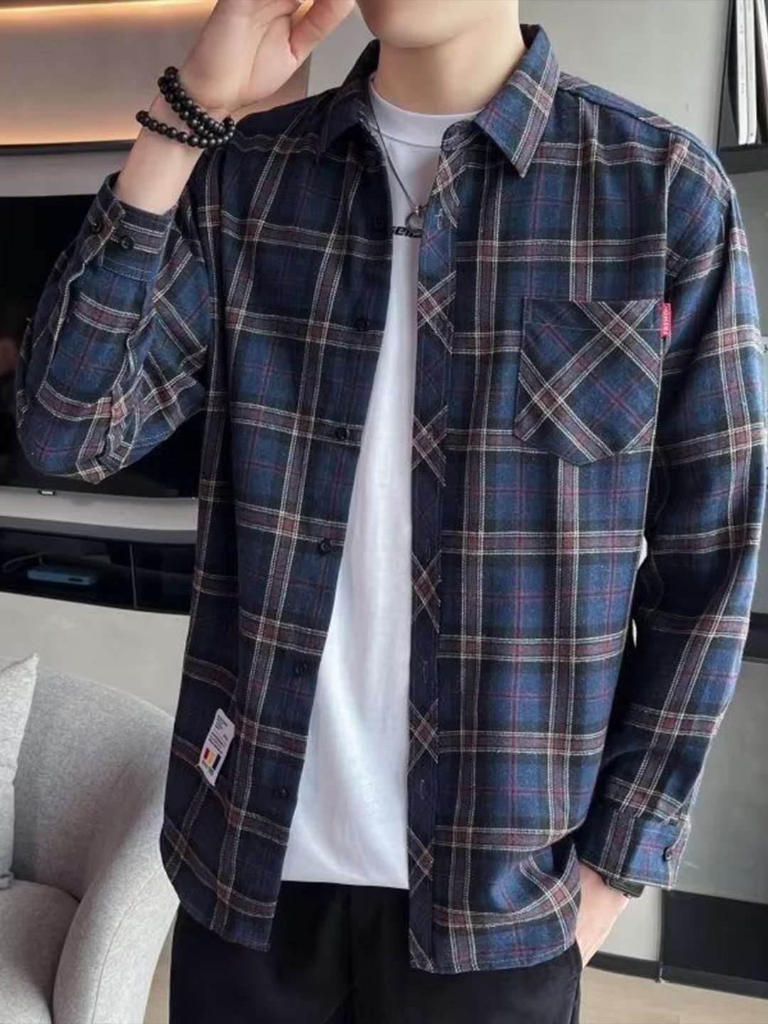 

StyleCast Men Tartan Checks Opaque Checked Casual Shirt, Blue