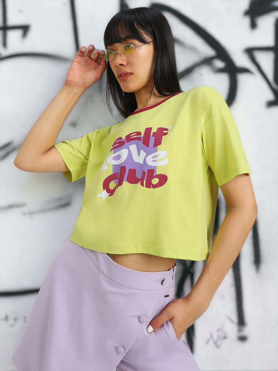 

JUNEBERRY Print Cotton Crop Top, Green