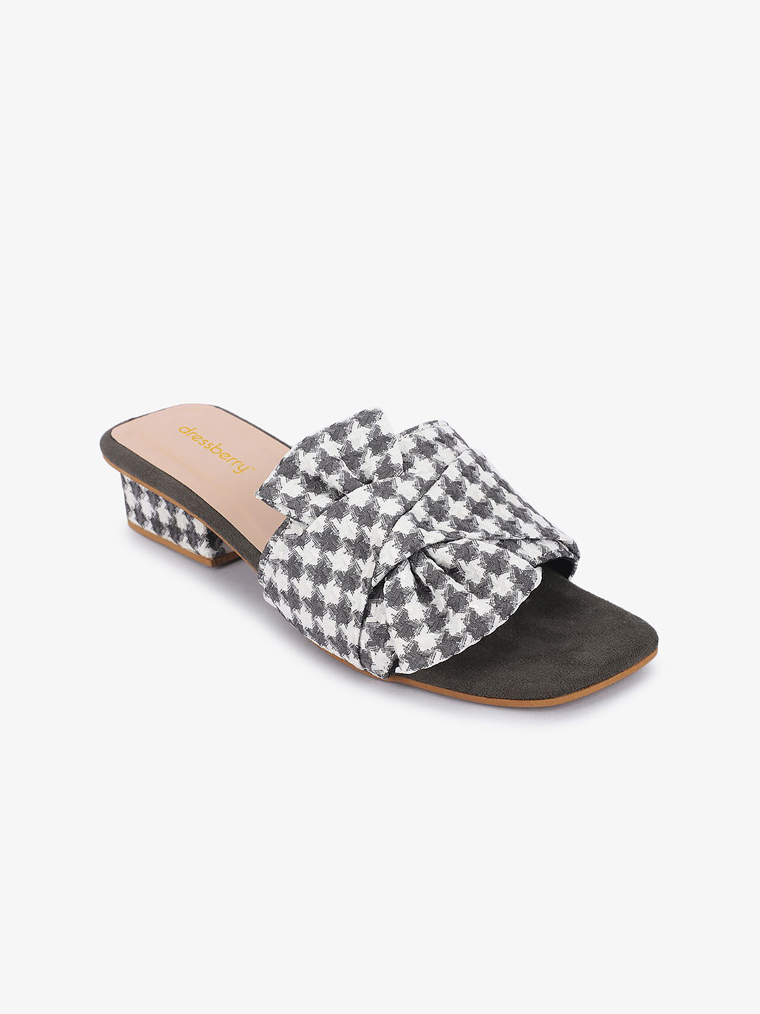 

DressBerry Women Printed Open Toe Flats with Bows, Grey