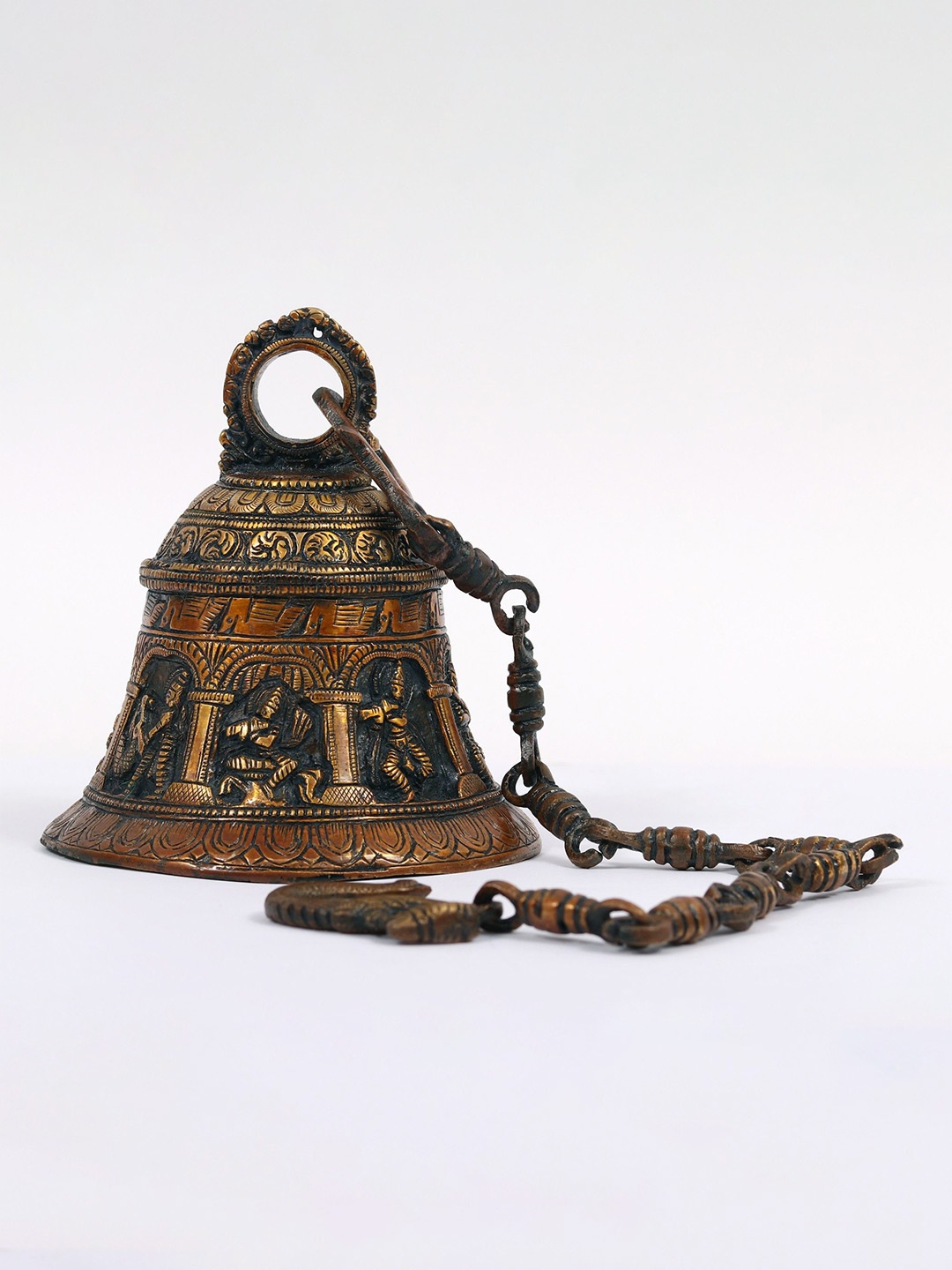 

Exotic India Krishna Brass Temple Hanging Bell, Copper