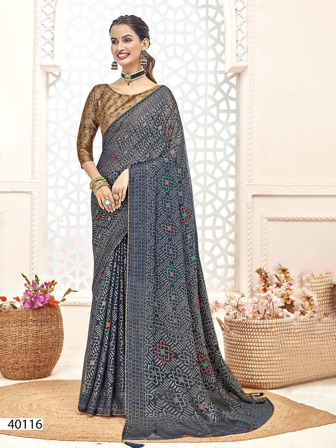 

NIRMAL CREATION Pure Silk Printed Saree, Blue