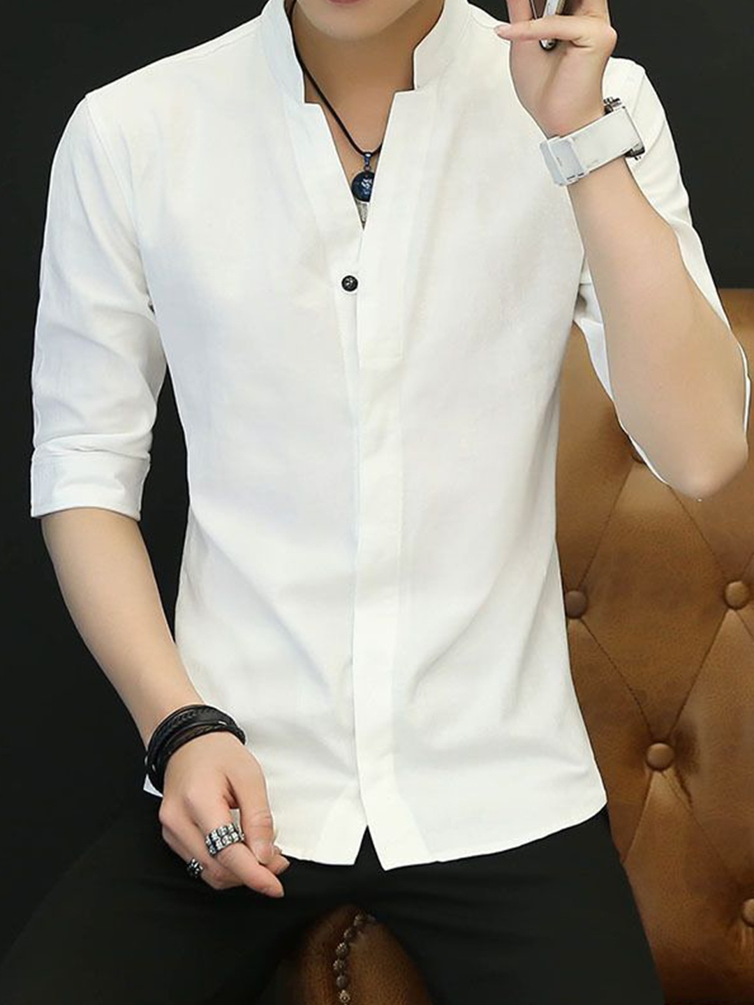

StyleCast Men Slim Fit Opaque Casual Shirt, White
