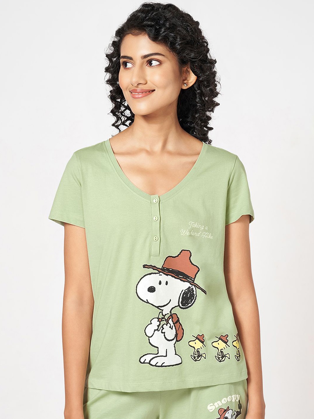 

Dreamz by Pantaloons Printed Pure Cotton Lounge Tshirts, Green