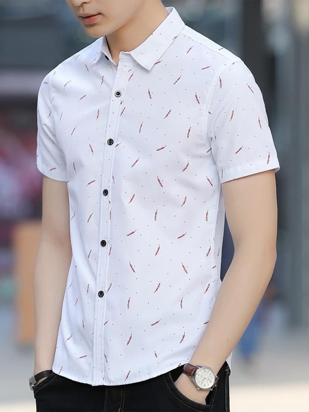 

StyleCast Men Slim Fit Opaque Striped Casual Shirt, White