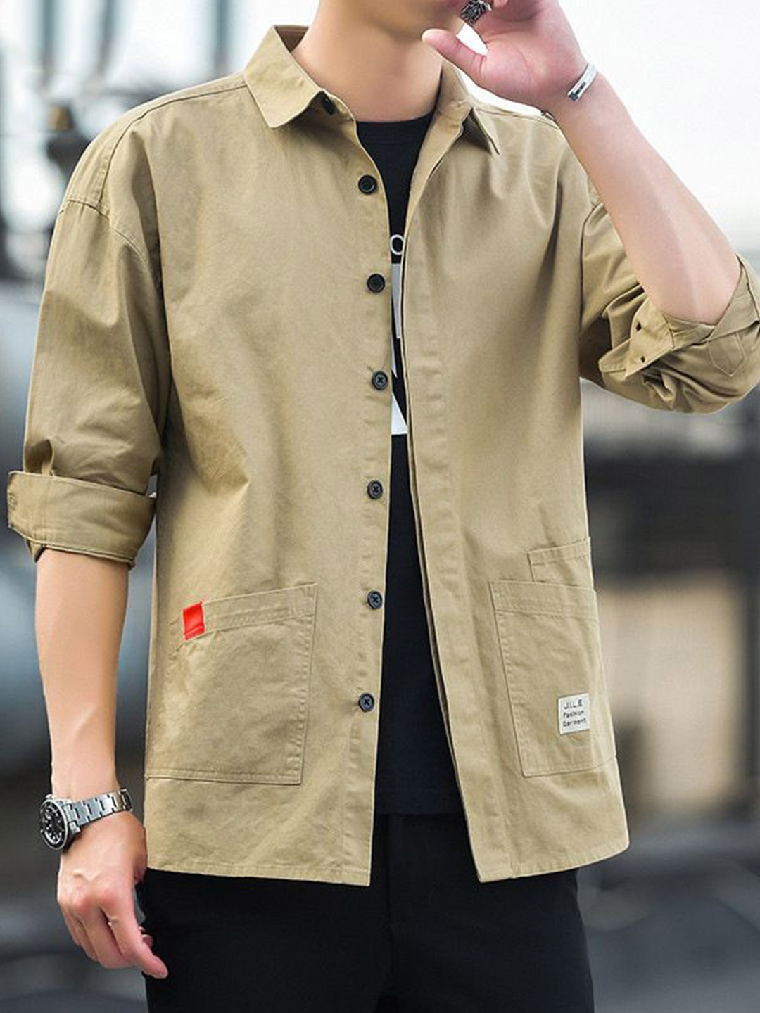 

StyleCast Men Opaque Printed Casual Shirt, Khaki