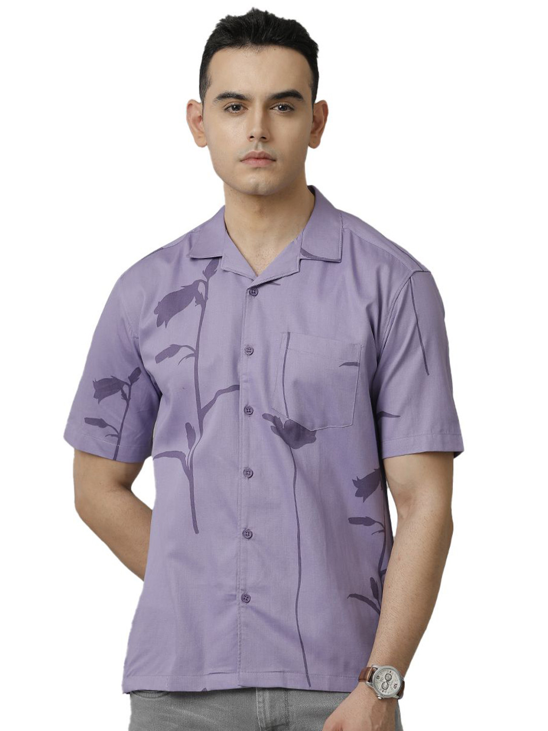 

Voi Jeans Men Boxy Opaque Casual Shirt, Violet
