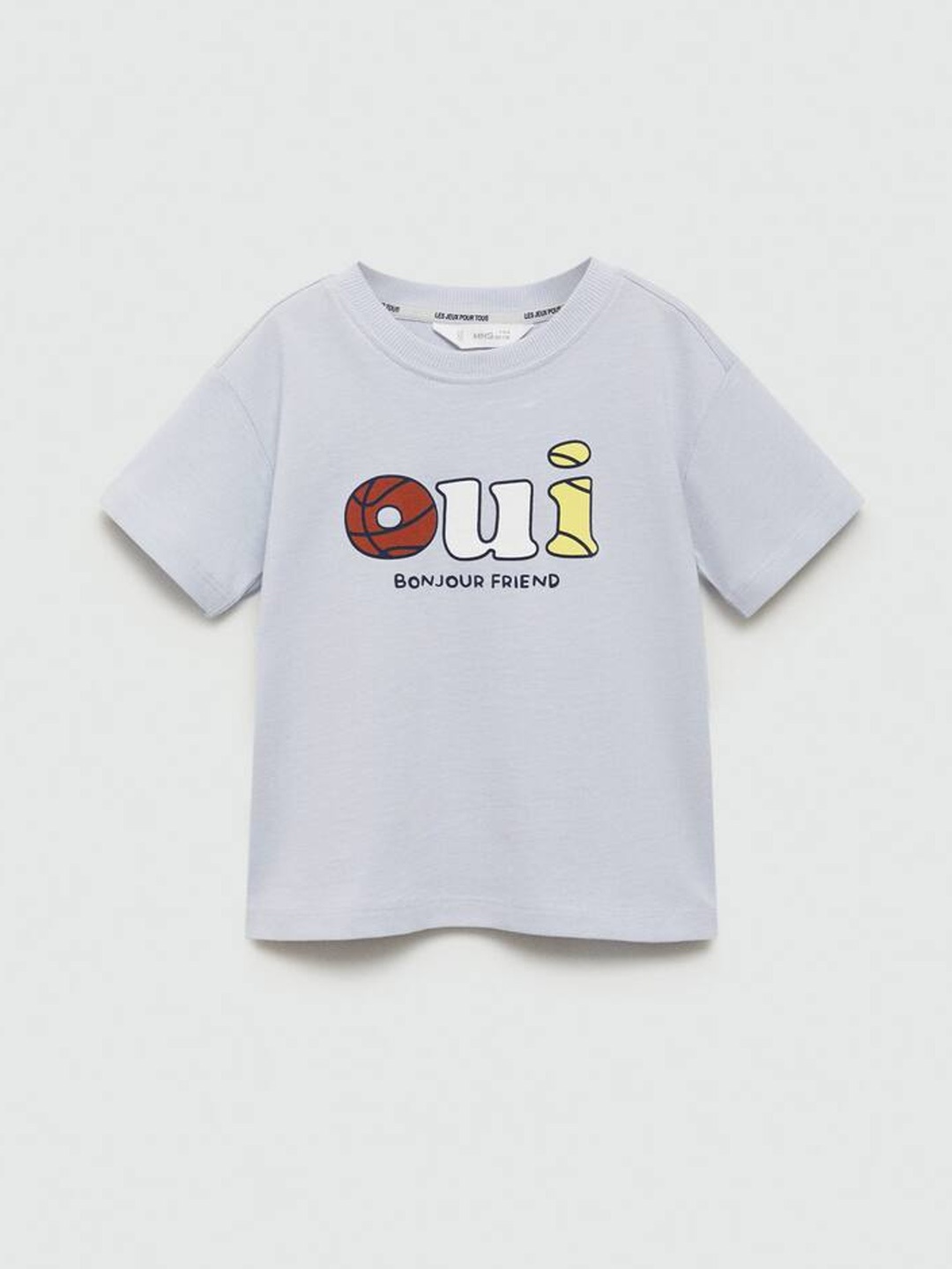 

Mango Kids Boys Pure Cotton Typography Printed T-shirt, Blue