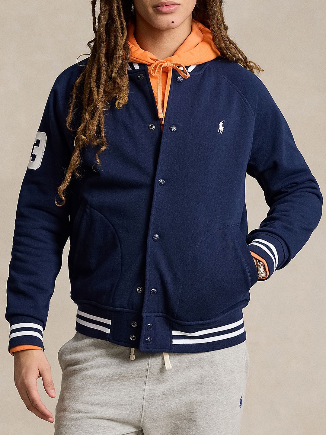 

Polo Ralph Lauren Men Triple-Pony Fleece Baseball Jacket, Navy blue
