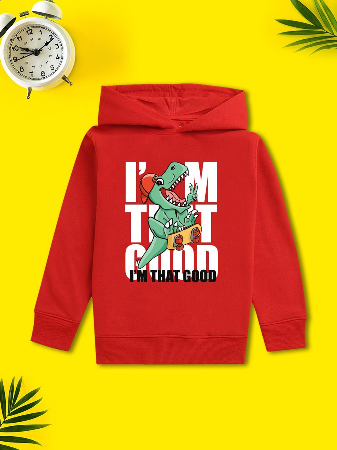 

NUSYL Boys Printed Hooded Sweatshirt, Red
