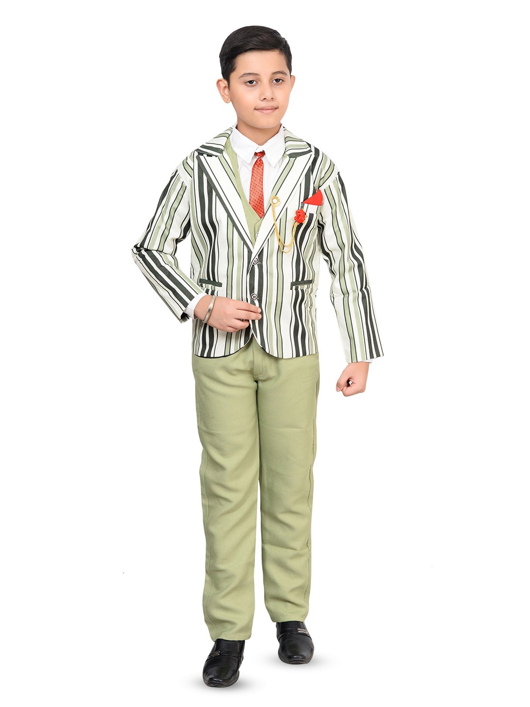 

BAESD Boys Striped 4-Piece Party Suits, Green