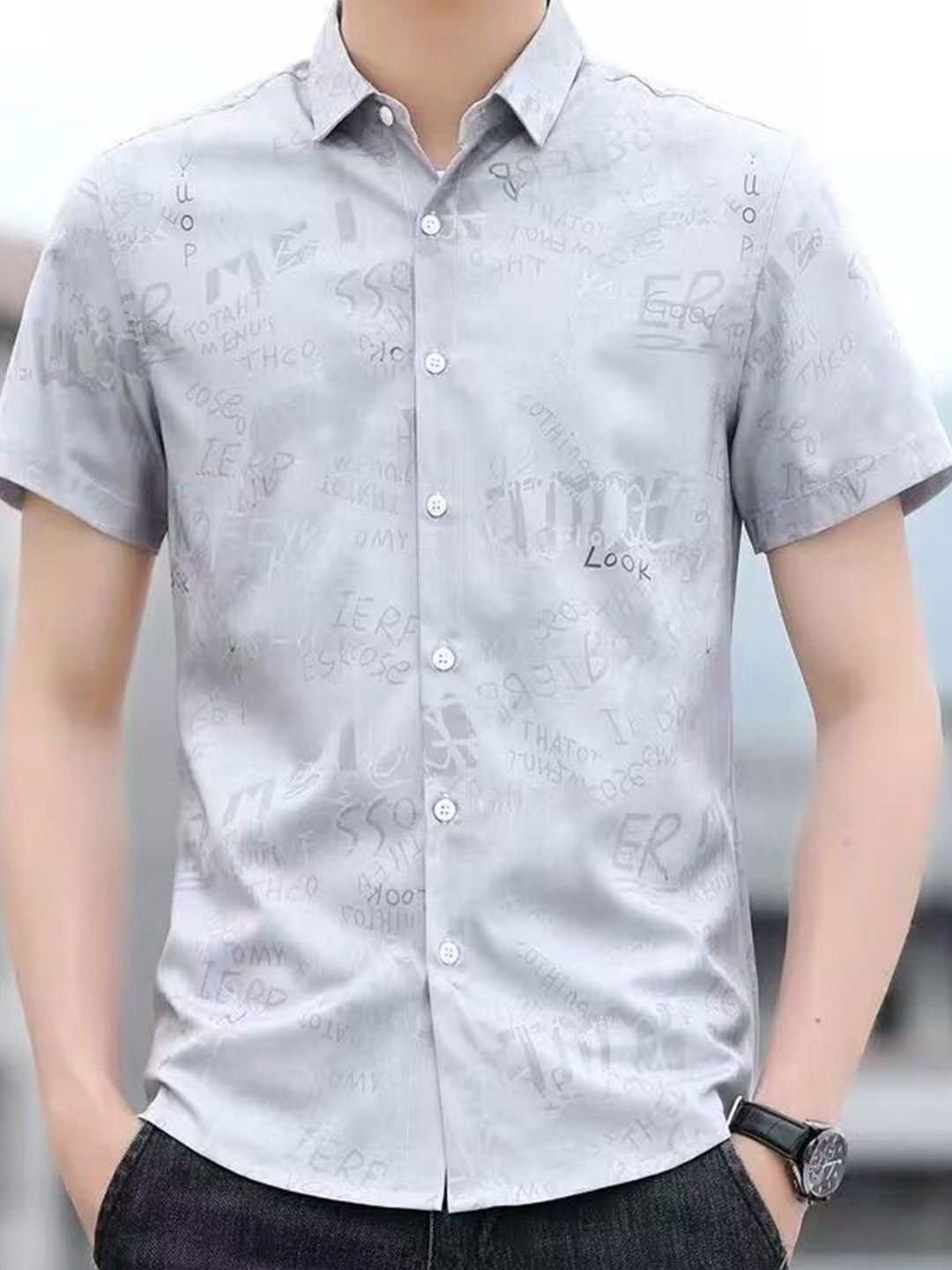 

StyleCast Men Opaque Printed Casual Shirt, Grey