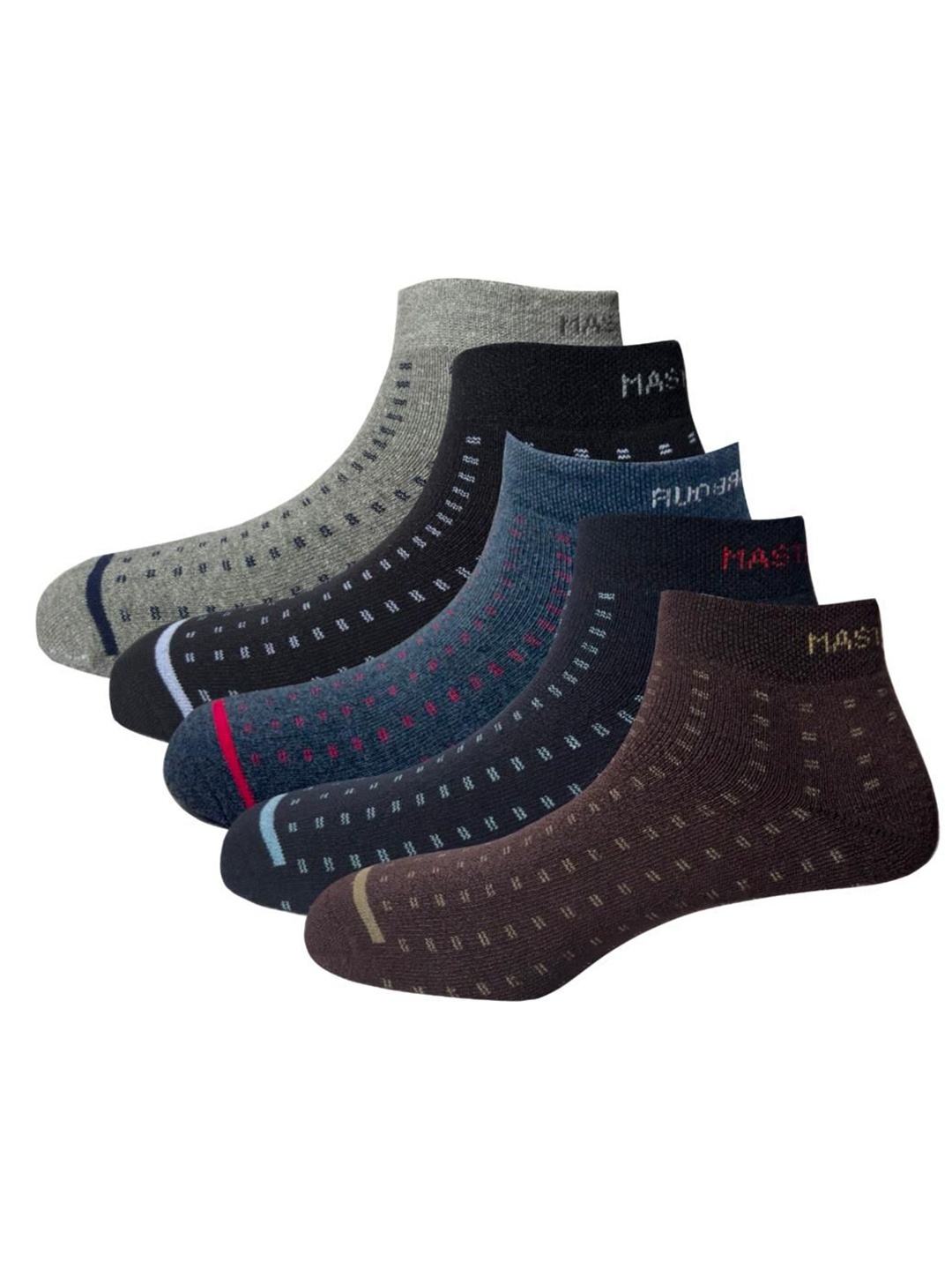 

Mast & Harbour Men Pack Of 5 Patterned Cotton Ankle-Length Socks, Black