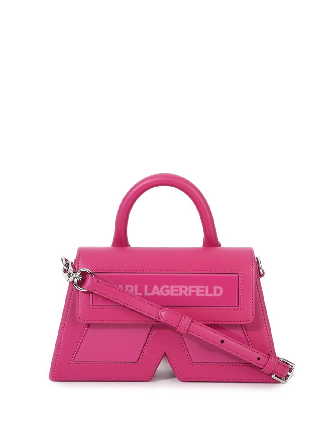 

Karl Lagerfeld Textured Leather Swagger Handheld Bag with Fringed, Red