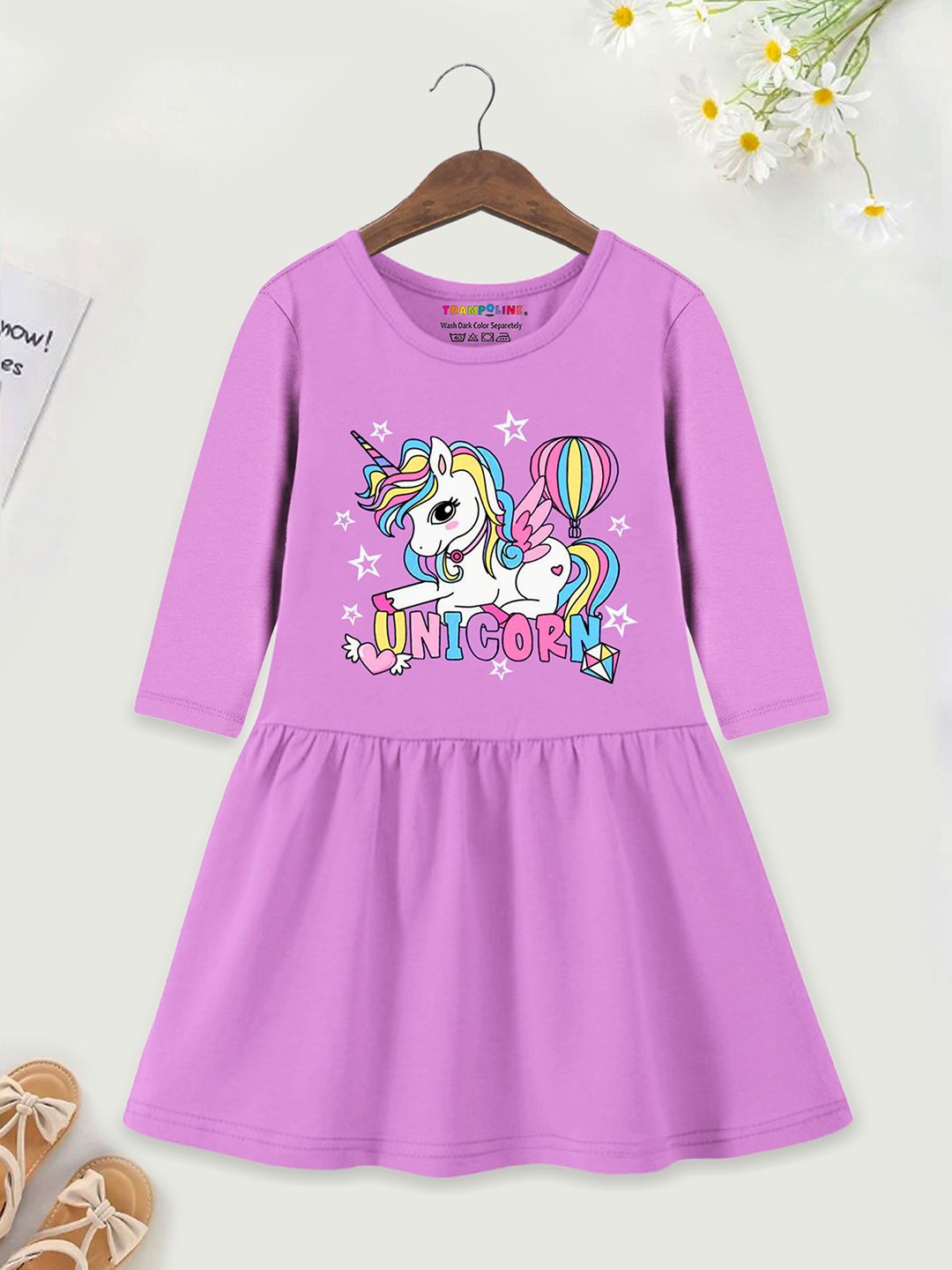 

YK X Trampoline Printed Fit & Flare Dress, Purple