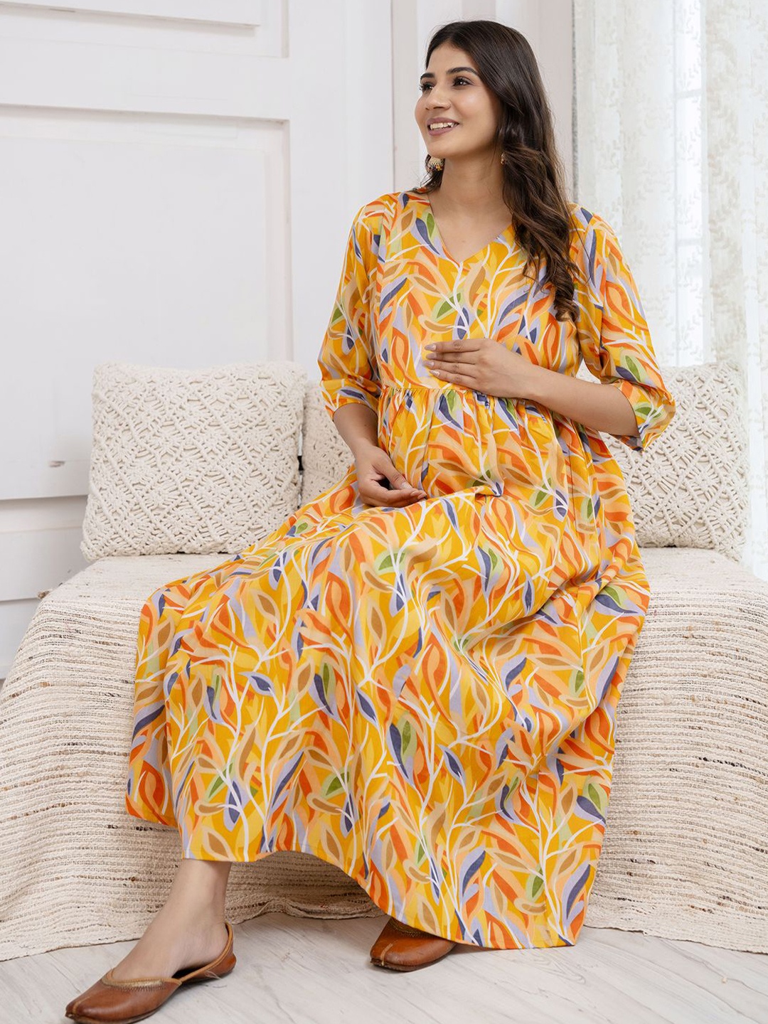 

Nayo Print Maternity Maxi Dress, Yellow