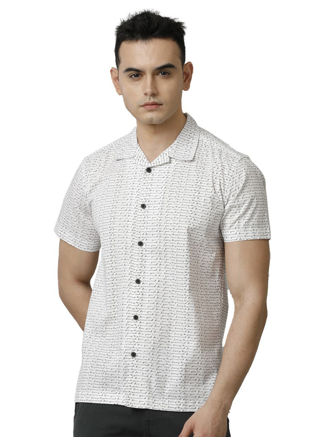 

Voi Jeans Men Slim Fit Opaque Printed Casual Shirt, White