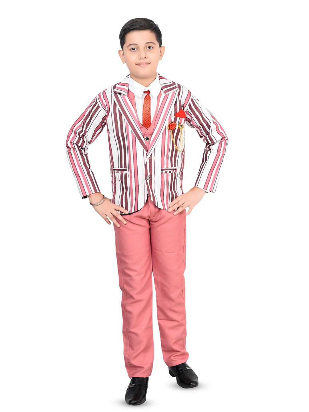 

BAESD Boys Striped 4-Piece Party Suits, Pink