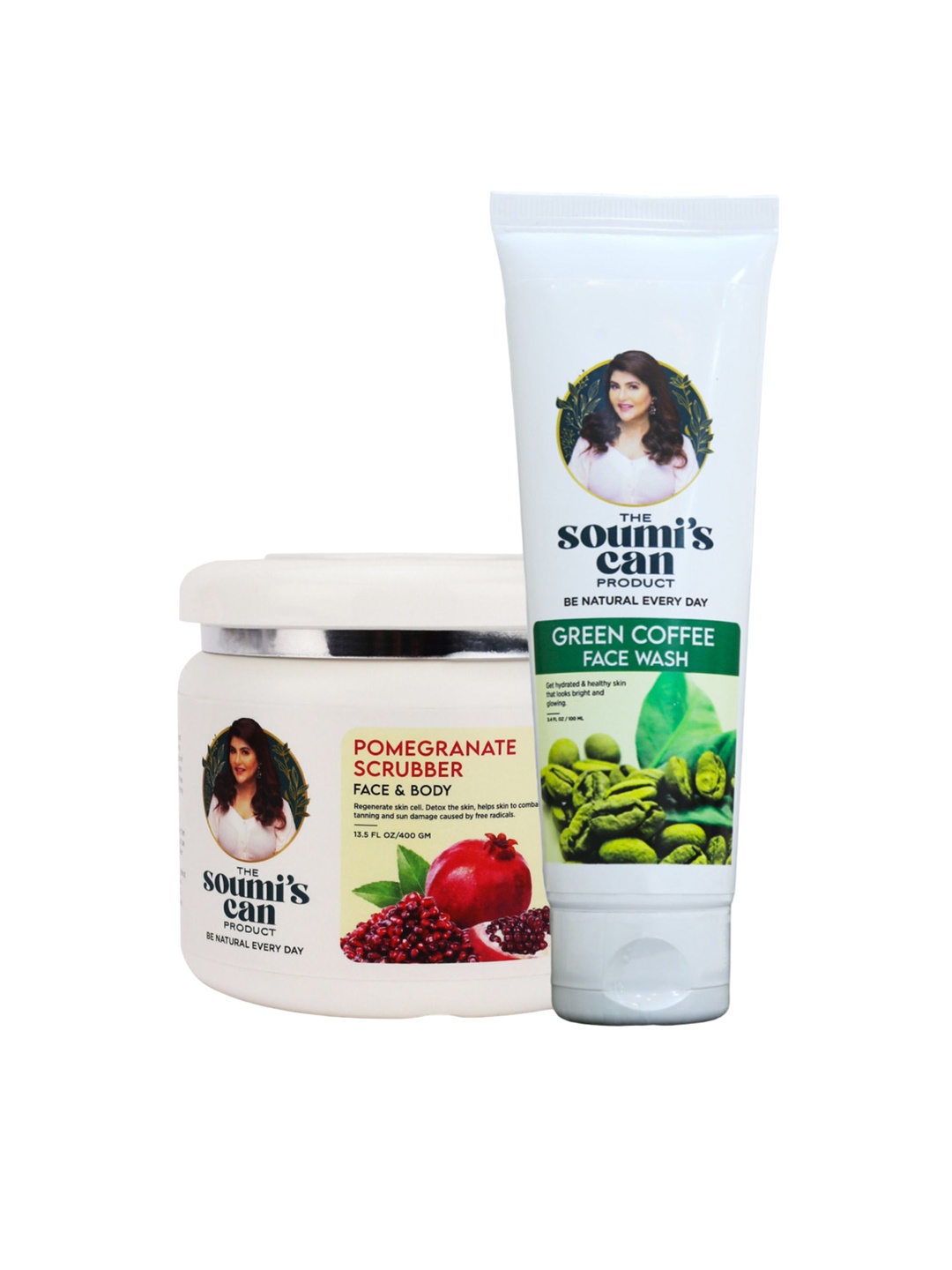

THE SOUMI'S CAN PRODUCT Pomegranate Scrubber & Green Coffee Face Wash- 500ml, White
