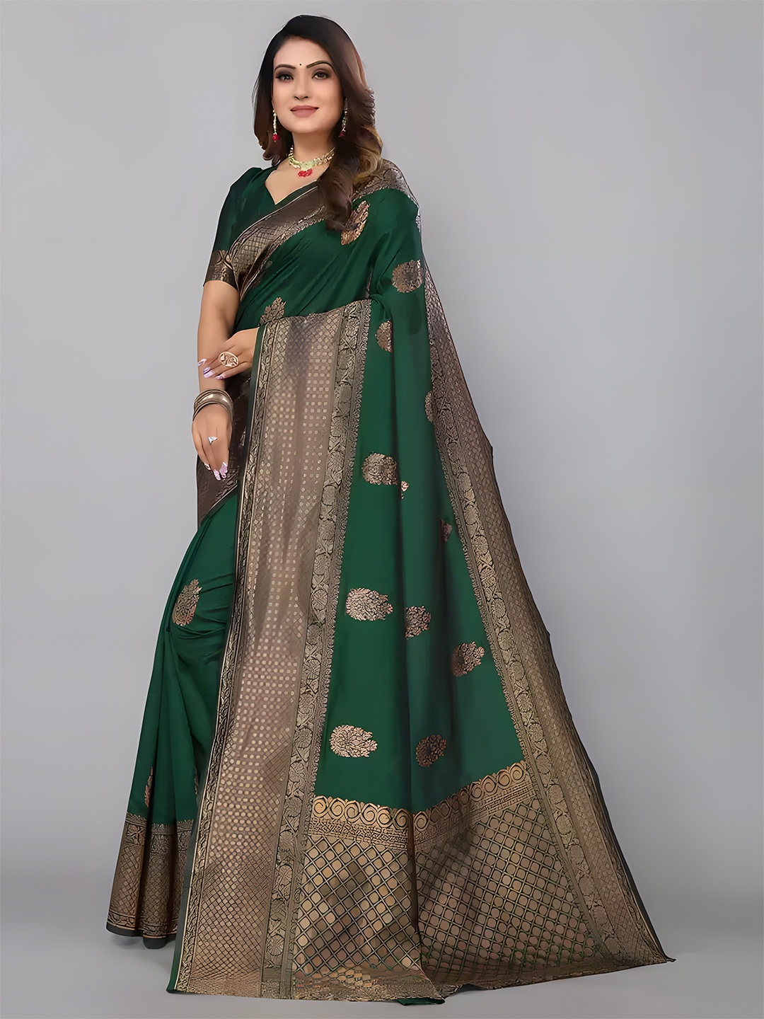 

Anouk Woven Design Zari Kanjeevaram Saree, Green