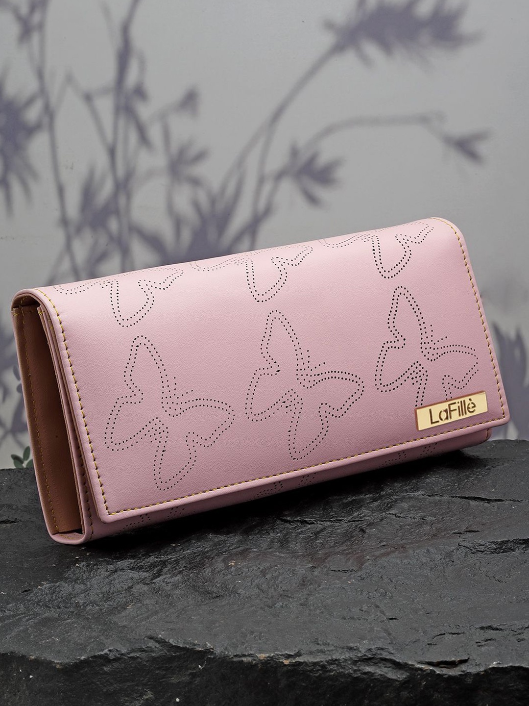 

LaFille Women Printed PU Two Fold Wallet, Pink