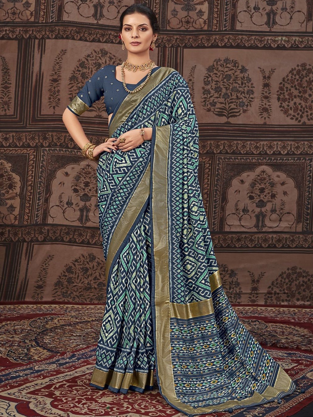 

Stylum Zari Art Silk Ready to Wear Tussar Saree, Blue