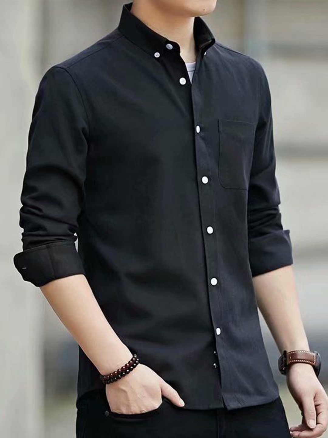 

StyleCast Men Slim Fit Opaque Formal Shirt, Black