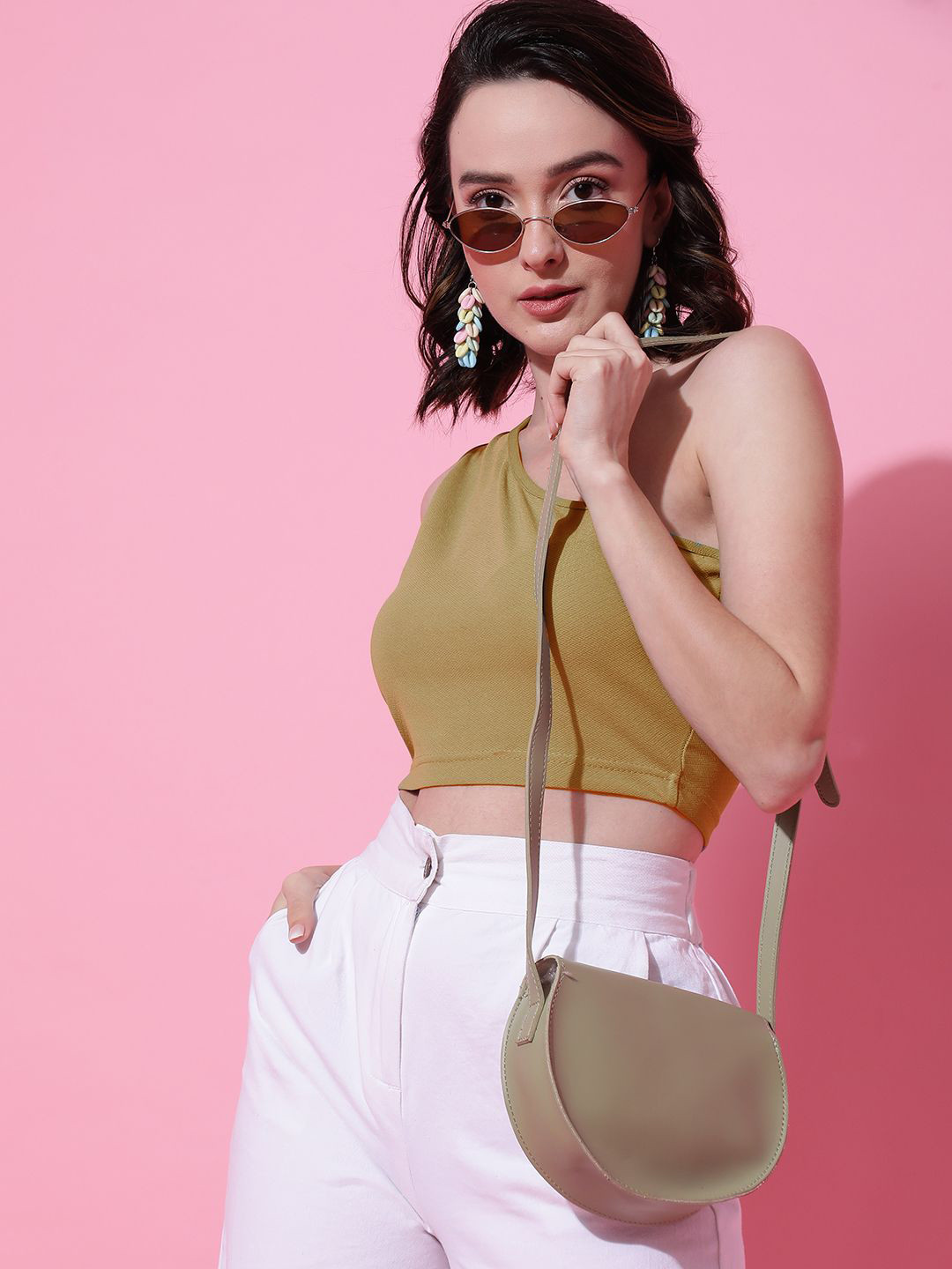

Kotty Women Solid One Shoulder Top, Green