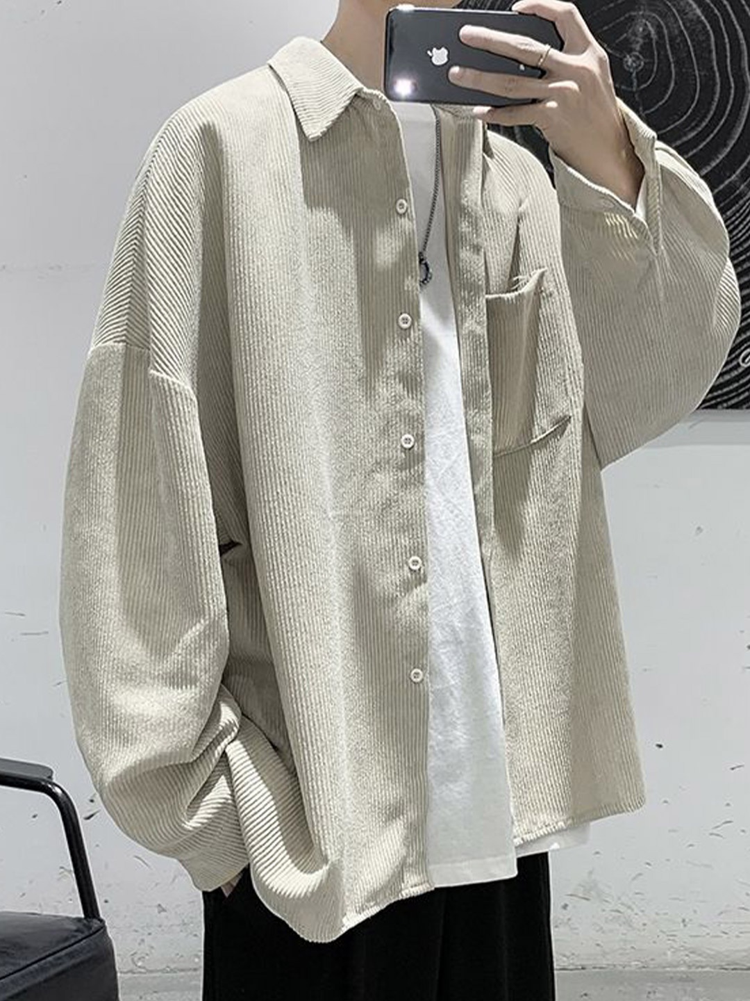 

StyleCast Men Opaque Striped Casual Shirt, Cream