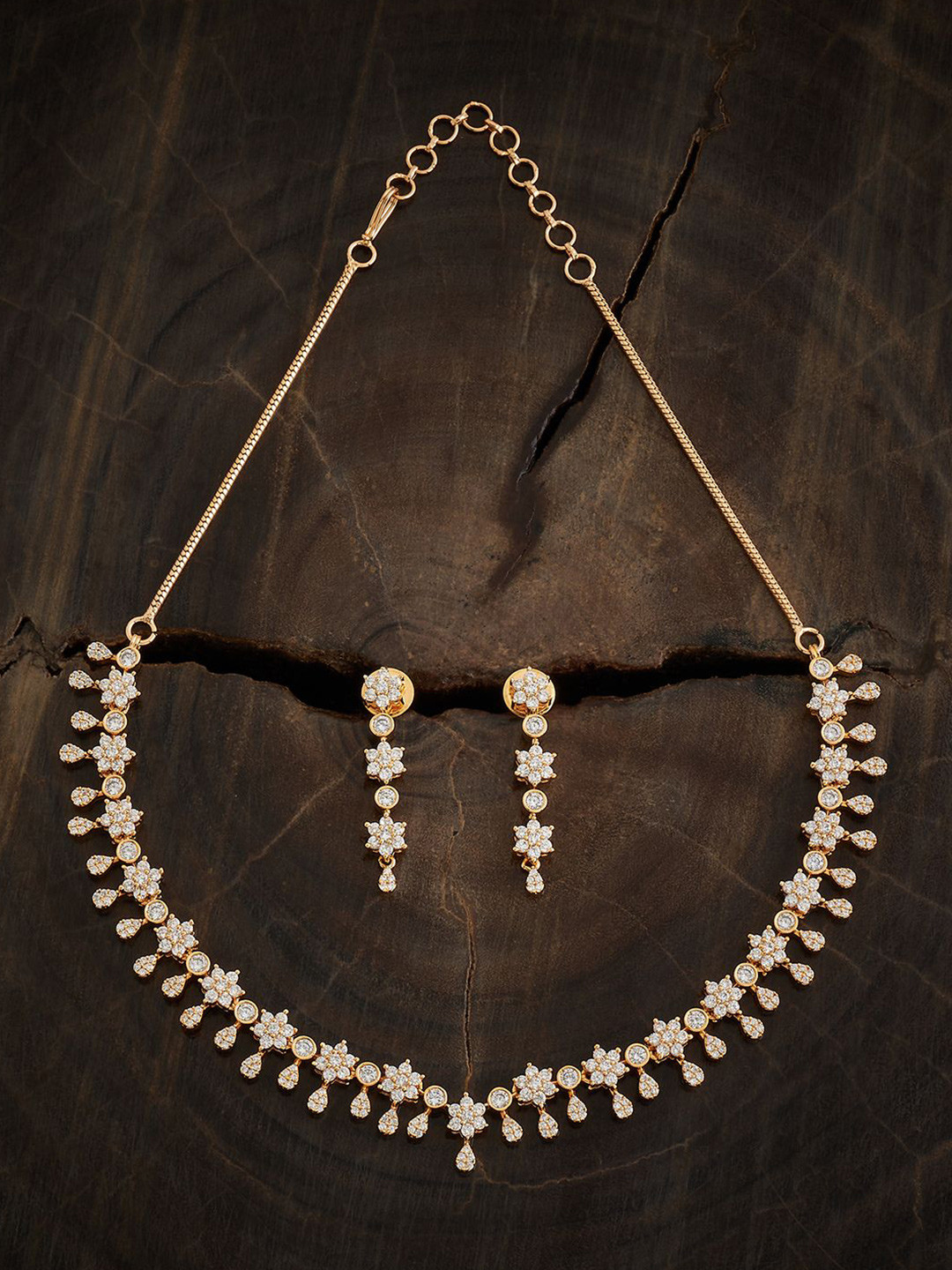 

Kushal's Fashion Gold-Plated Cubic Zirconia Studded Jewellery Set