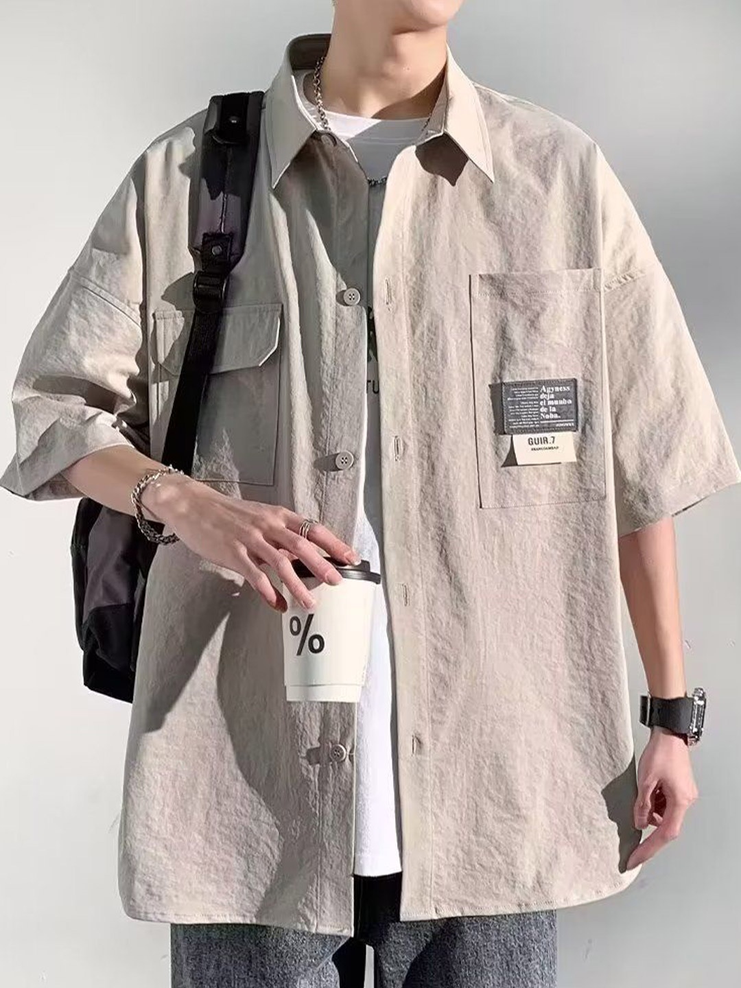 

StyleCast Men Opaque Printed Casual Shirt, Grey