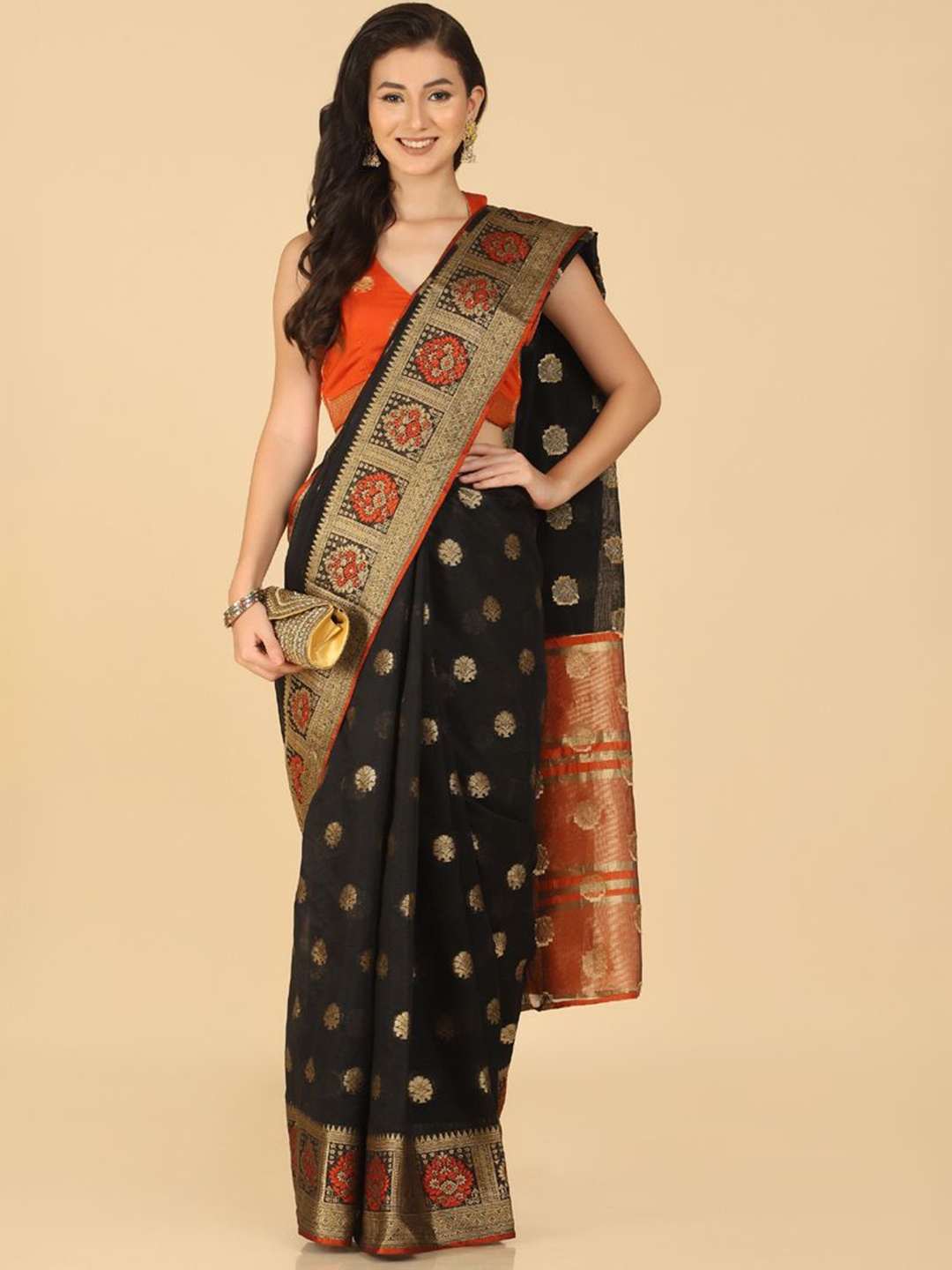 

ASISA Woven Design Zari Saree, Black